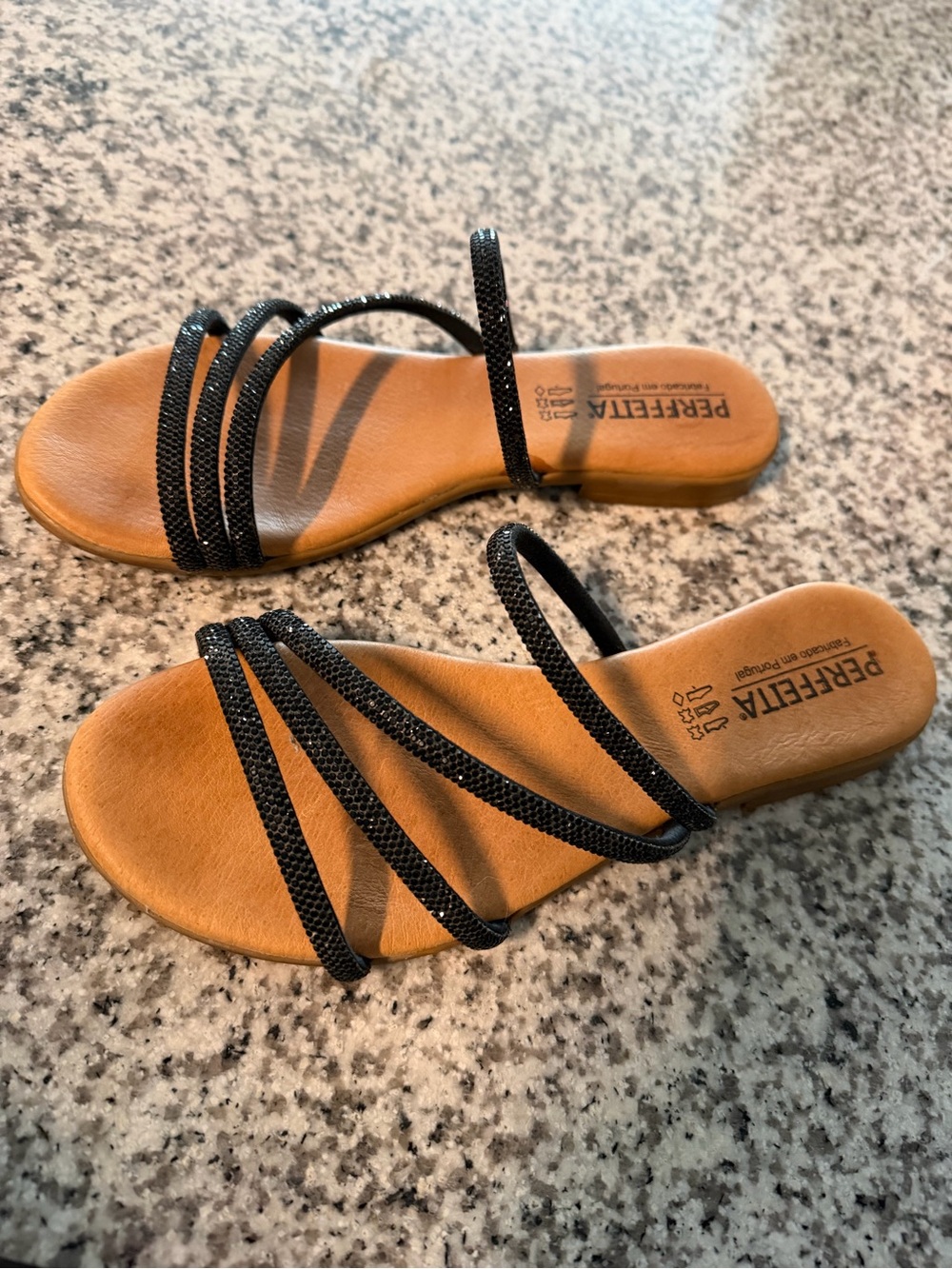 Black Strappy Slide Sandals